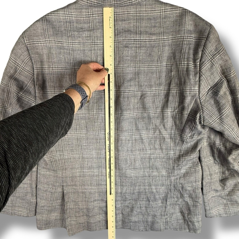 Jos. A. Bank 1905 Tailored Fit 100% Linen Blazer Glen Check Plaid Mens 46R Gray - Picture 8 of 10